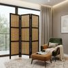 Dark Brown And Natural Willow 3 Panel Room Divider Screen