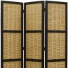 Dark Brown And Natural Willow 3 Panel Room Divider Screen