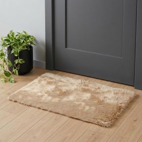 2' X 3' Tan Faux Fur Rectangular Area Rug