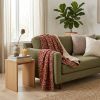 50" X 70" Maroon Yellow and Green Kantha Cotton Floral Throw Blanket with Embroidery