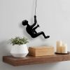 6" Black Unique Climbing Man With Rope Wall Art