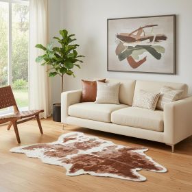 4' X 5' Brown and Ivory Faux Cowhide Animal Print Printed Area Rug