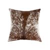 18" Brown and White Cowhide Throw Pillow