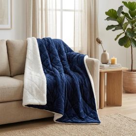 Navy Blue Microfiber Solid Color Plush Throw