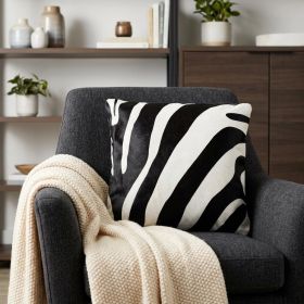 18" Black and Off White Cowhide Throw Pillow