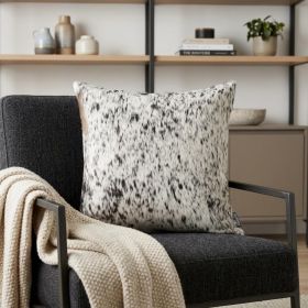 18" Gray and White Cowhide Throw Pillow