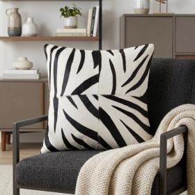 18" X 18" X 5" Zebra Black On White Quattro  Pillow