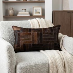 12" X 20" Chocolate Cowhide Throw Pillow