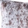 18" X 18" X 5" Salt And Pepper Brown And White Cowhide  Pillow