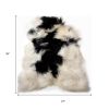 2' X 3' Black and White Spotted Sheepskin Handmade Area Rug