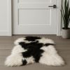 2' X 3' Black and White Spotted Sheepskin Handmade Area Rug
