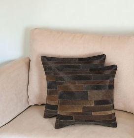 Set of Two Chocolate Cowhide Throw Pillow