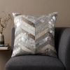 18" Silver Cowhide Throw Pillow