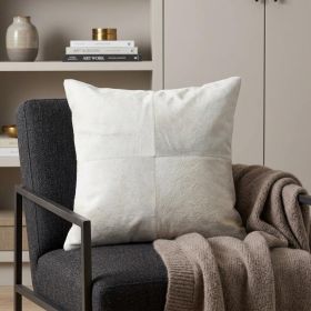 18" White Cowhide Throw Pillow