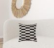 18" X 18" X 5" Black And White Linear Cowhide  Pillow