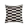 18" X 18" X 5" Black And White Linear Cowhide  Pillow