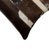 12" X 20" Brown Black and White Abstract Stripes Cowhide Cowhide Throw Pillow
