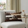12" X 20" Brown Black and White Abstract Stripes Cowhide Cowhide Throw Pillow