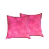 Set of Two 18" Fuschia Cowhide Throw Pillow