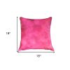 Set of Two 18" Fuschia Cowhide Throw Pillow