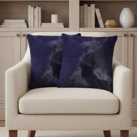 Set of Two 18" Navy Cowhide Throw Pillow