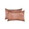 Set of Two 12" X 20" Brown Cowhide Throw Pillow
