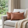 Set of Two 12" X 20" Brown Cowhide Throw Pillow