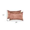 Set of Two 12" X 20" Brown Cowhide Throw Pillow