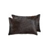 Set of Two 12" X 20" Chocolate Cowhide Throw Pillow