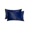 Set of Two 12" X 20" Navy Cowhide Throw Pillow