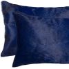 Set of Two 12" X 20" Navy Cowhide Throw Pillow