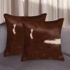 18" X 18" X 5" Brown And White Cowhide  Pillow 2 Pack