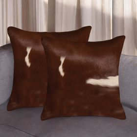 18" X 18" X 5" Brown And White Cowhide  Pillow 2 Pack