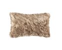 Set of Two 12" X 20" Tan Faux Fur Throw Pillow