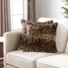 Set of Two 18" Black and Orange Faux Fur Throw Pillow