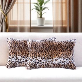 Set of Two 12" X 20" Black and Orange Faux Fur Throw Pillow