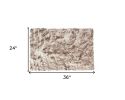 2' X 3' Brown and White Faux Sheepskin Ombre Machine Tufted Non Skid Area Rug