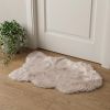 2' X 3' Taupe Faux Sheepskin Machine Tufted Non Skid Area Rug