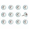 Set Of Twelve White And Sky Blue Floral Ceramic Knobs