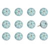 1.5" X 1.5" X 1.5" Turquoise White And Gold  Knobs 12 Pack