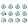 1.5" X 1.5" X 1.5" Turquoise White And Gold  Knobs 12 Pack