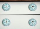 1.5" X 1.5" X 1.5" Turquoise White And Gold  Knobs 12 Pack