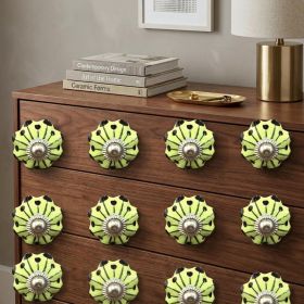 1.5" X 1.5" X 1.5" Yellow Green And Silver  Knobs 12 Pack
