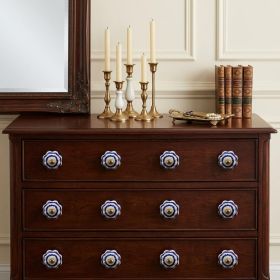 1.5" X 1.5" X 1.5" White Blue And Copper  Knobs 12 Pack