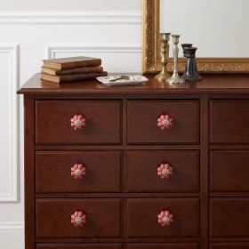 1.5" X 1.5" X 1.5" Hues Of Pink Red And Green  Knobs 8 Pack