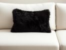 18" X 18"Modern Black New Zealand Sheepskin Pillow