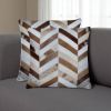 Set of Two Natural Striped Cowhide Throw Pillows