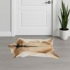 2' X 3' White And Tan Genuine Calfskin Area Rug