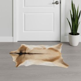 2' X 3' White And Tan Genuine Calfskin Area Rug