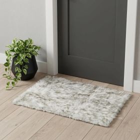 2' X 3' Gradient Gray and Ivory Faux Fur Flokati Style Area Rug